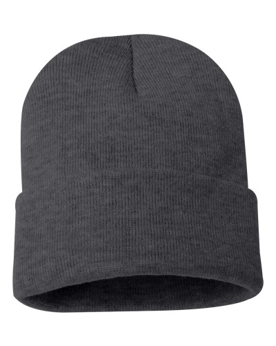 12 inch Cuff style Beanie-Charcoal Heather