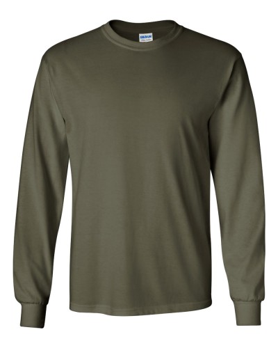 Gildan - Ultra Cotton Long Sleeve T-Shirt - 2400-Military Green