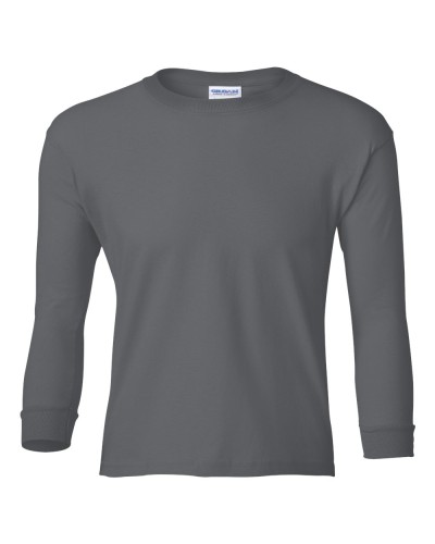 Gildan - Ultra Cotton Youth Long Sleeve T-Shirt - 2400B-Charcoal