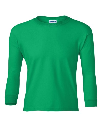 Gildan - Ultra Cotton Youth Long Sleeve T-Shirt - 2400B-Irish Green