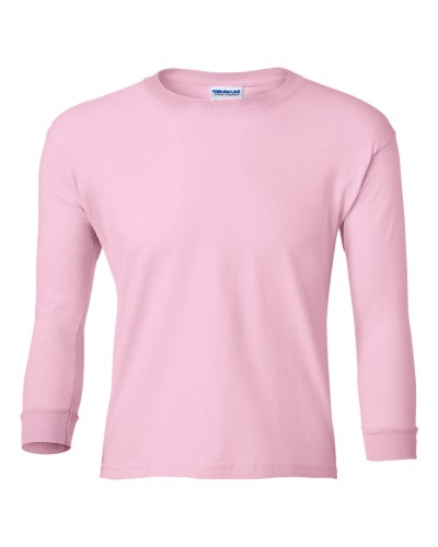 Gildan - Ultra Cotton Youth Long Sleeve T-Shirt - 2400B-Light Pink