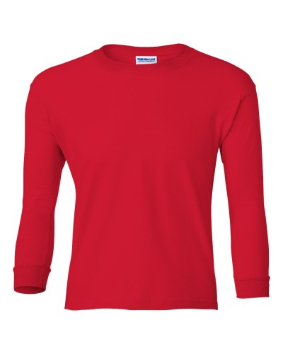 Gildan - Ultra Cotton Youth Long Sleeve T-Shirt - 2400B-Red