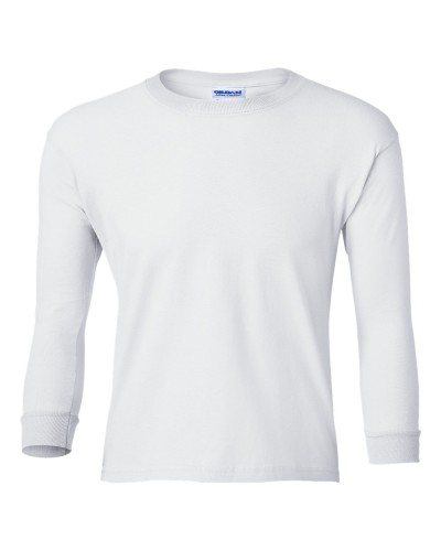Gildan - Ultra Cotton Youth Long Sleeve T-Shirt - 2400B-White