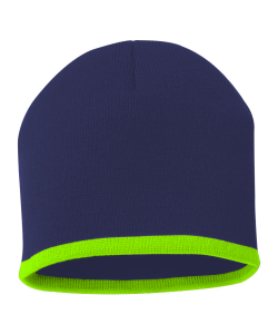 Beanie-Two Tone-Navy/Safety Green
